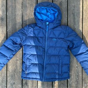 L.L. Bean Kids 10-12 Blue Puffer Jacket, Fleece Interior